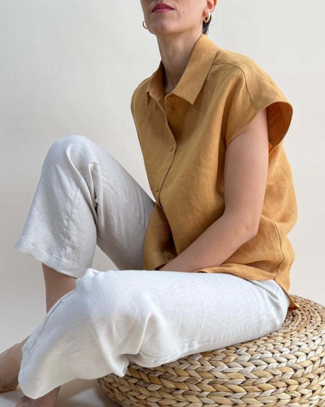 STRAIGHT LEG LINEN TROUSERS