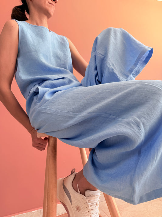 LINEN WIDE LEG TROUSERS