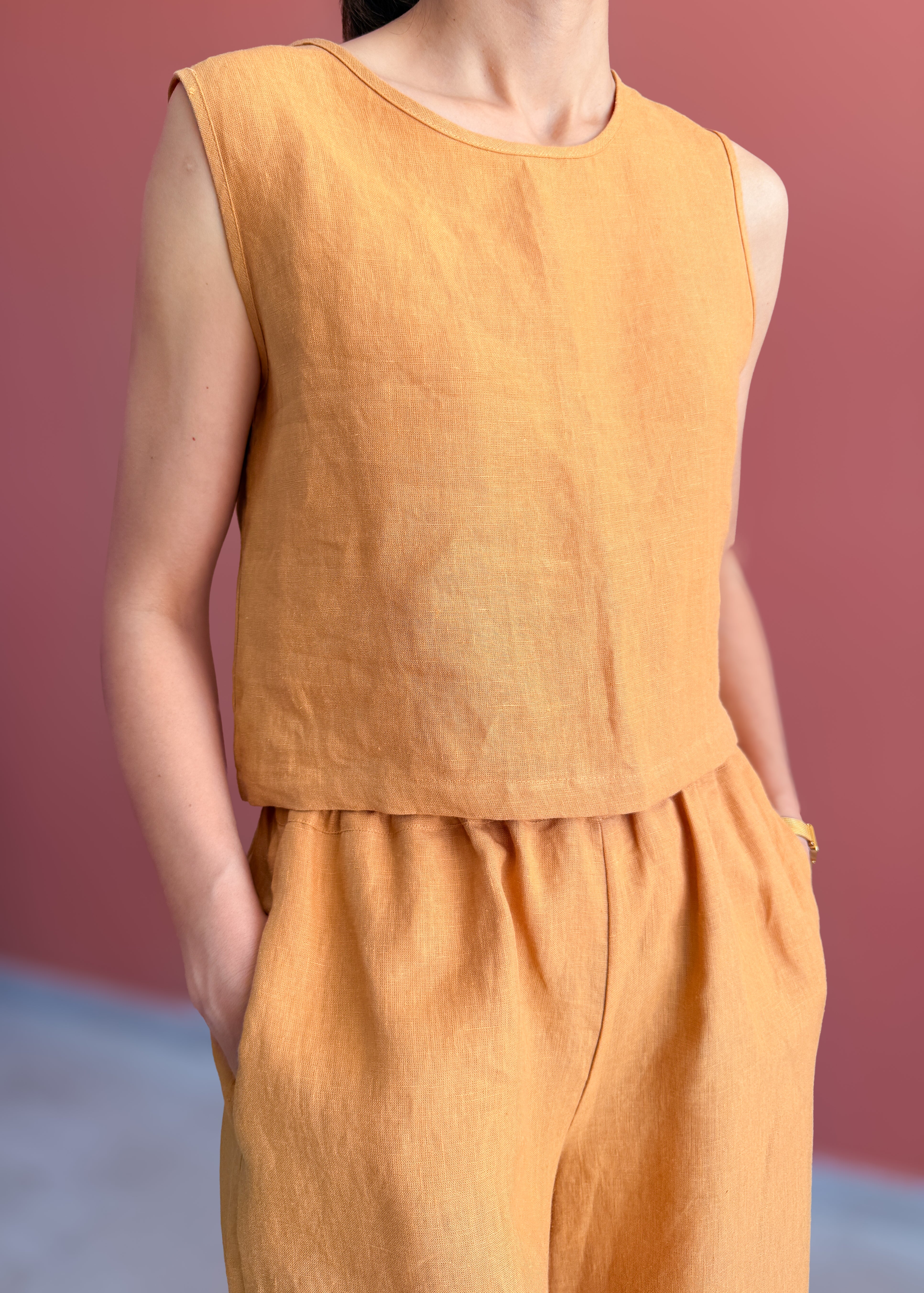 KOLSUZ KETEN CROP TOP