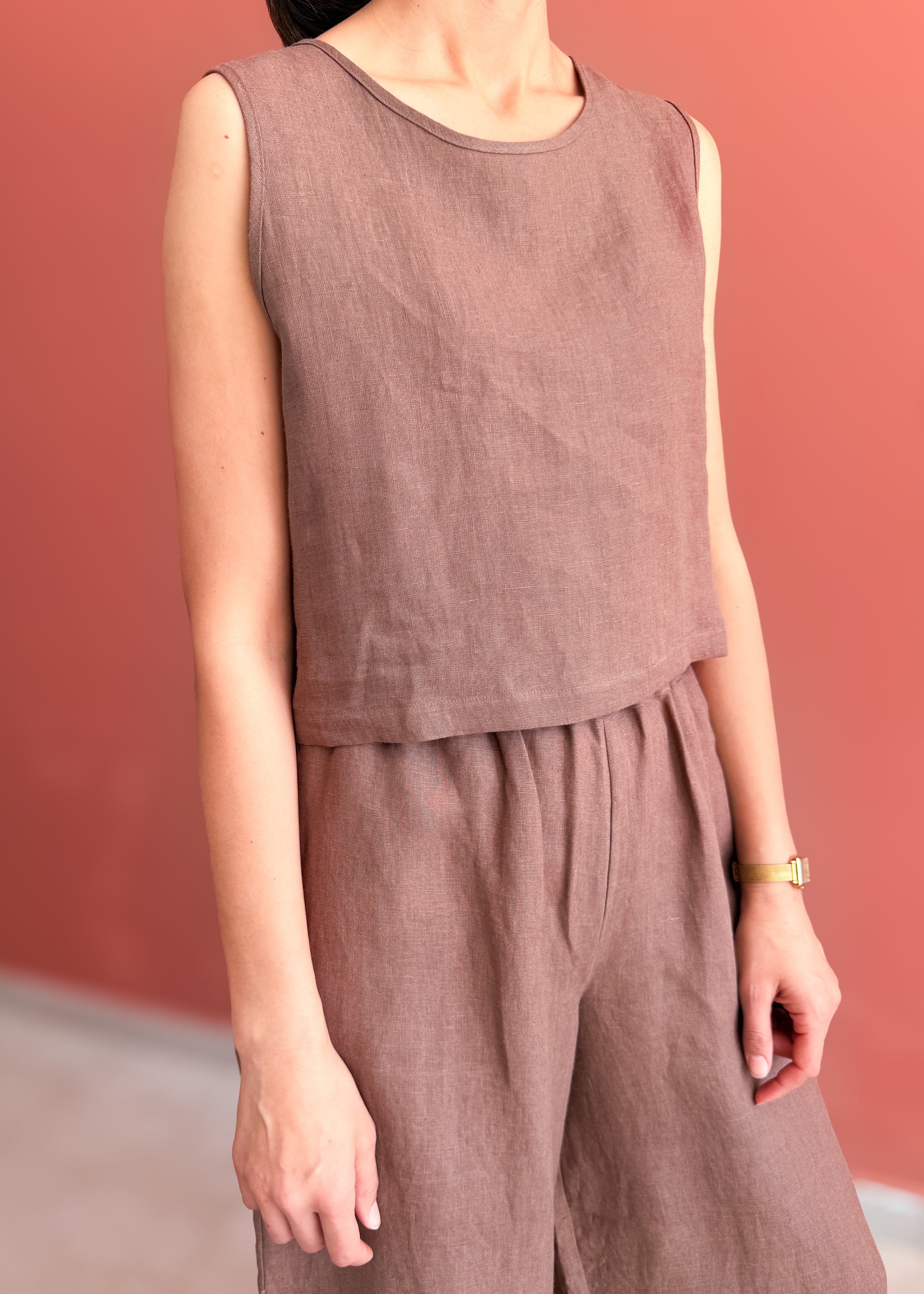 KOLSUZ KETEN CROP TOP
