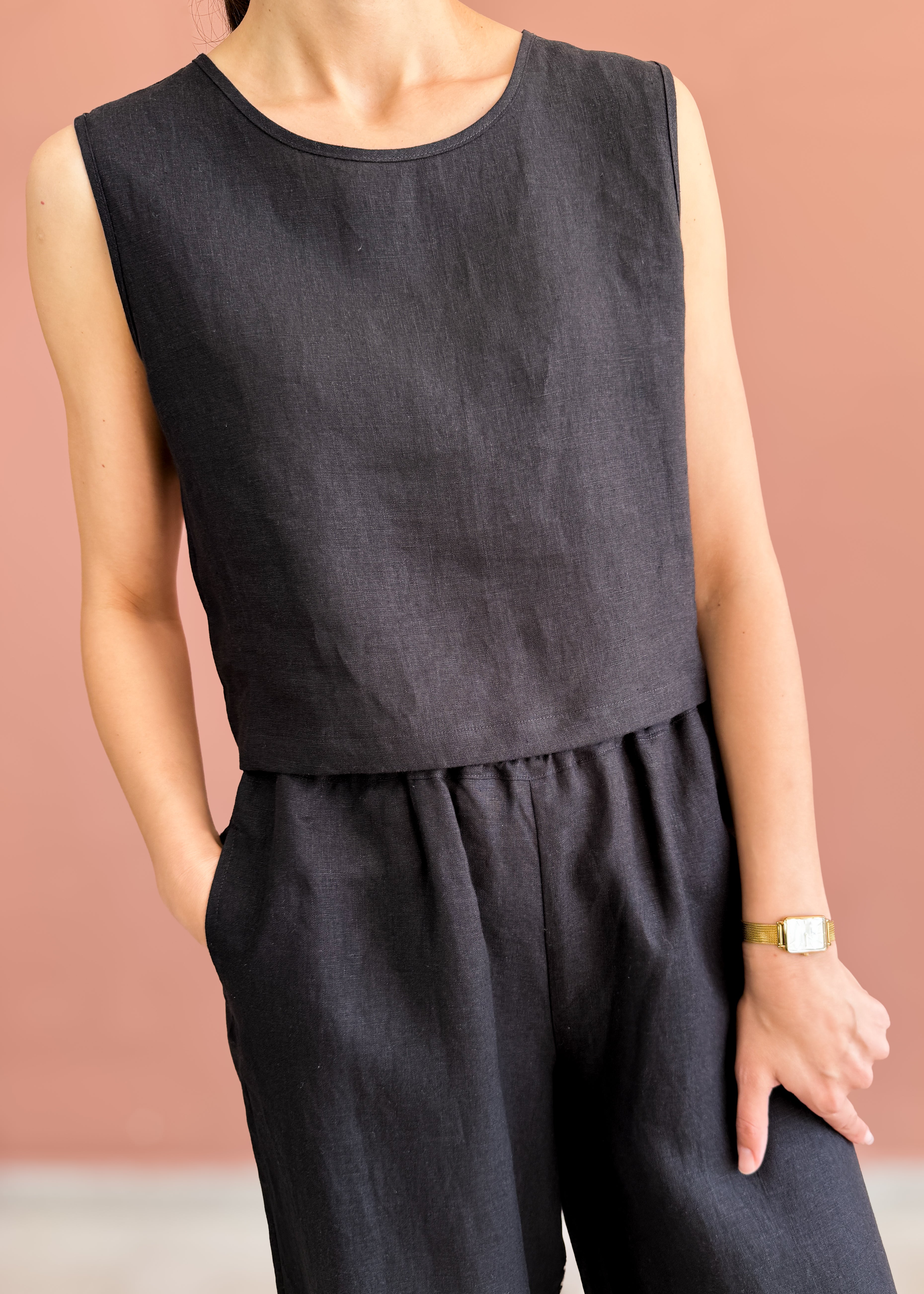 KOLSUZ KETEN CROP TOP
