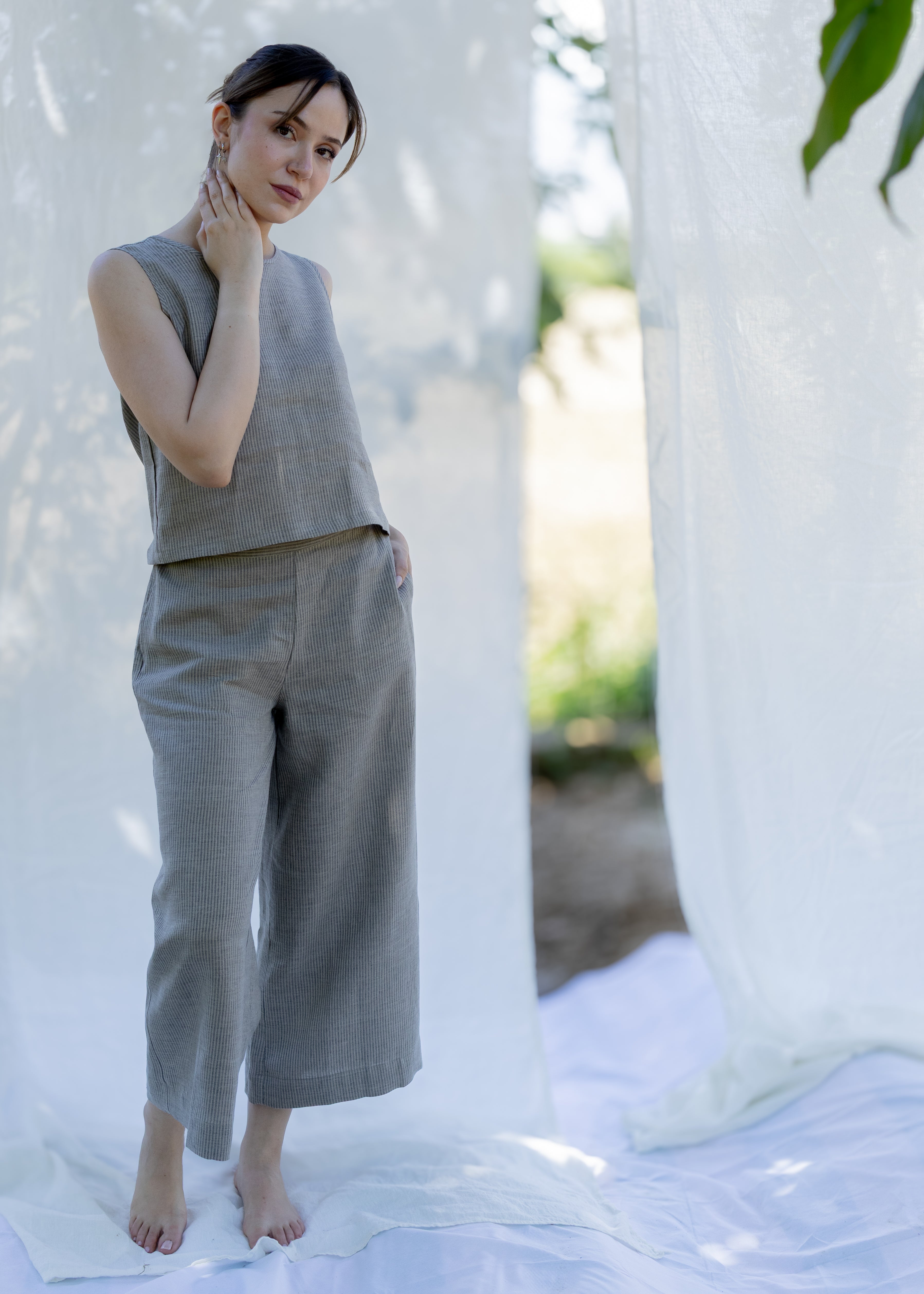 ROSIE ÇİZGİLİ KETEN PANTOLON