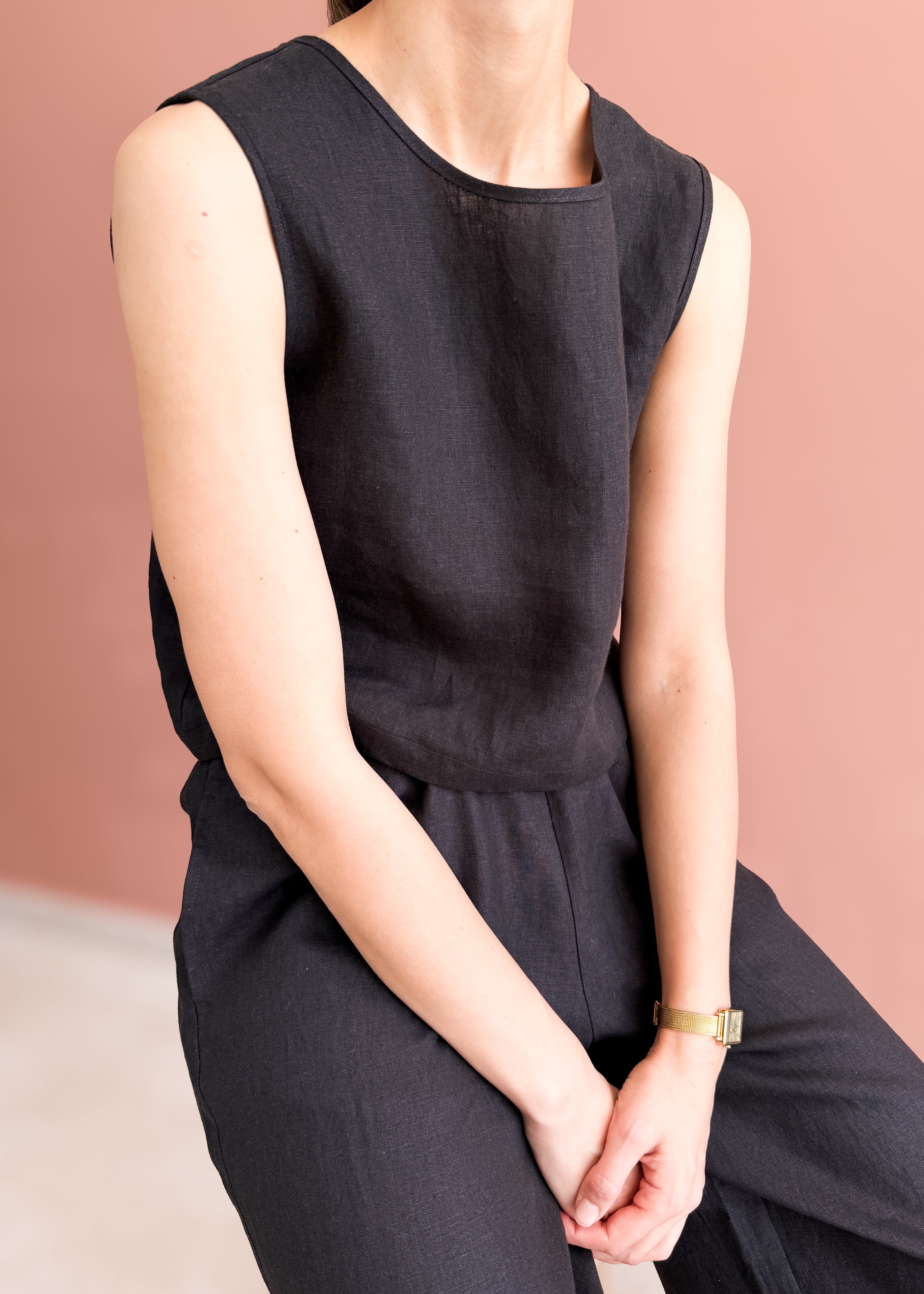KOLSUZ KETEN CROP TOP