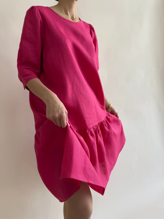 LINEN DRESS WITH SHIRT SLEEVES