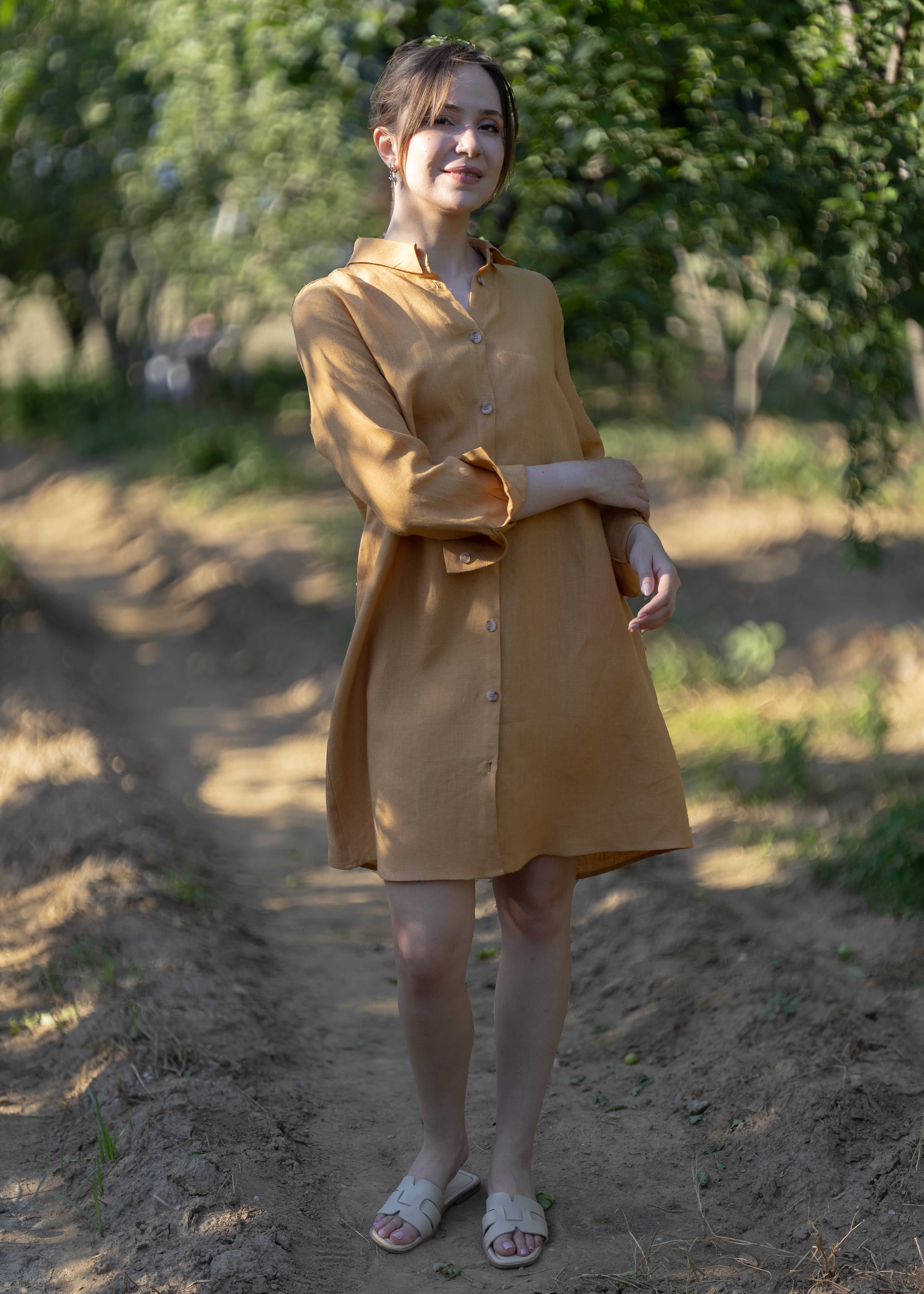 HAZEL KETEN ELBISE
