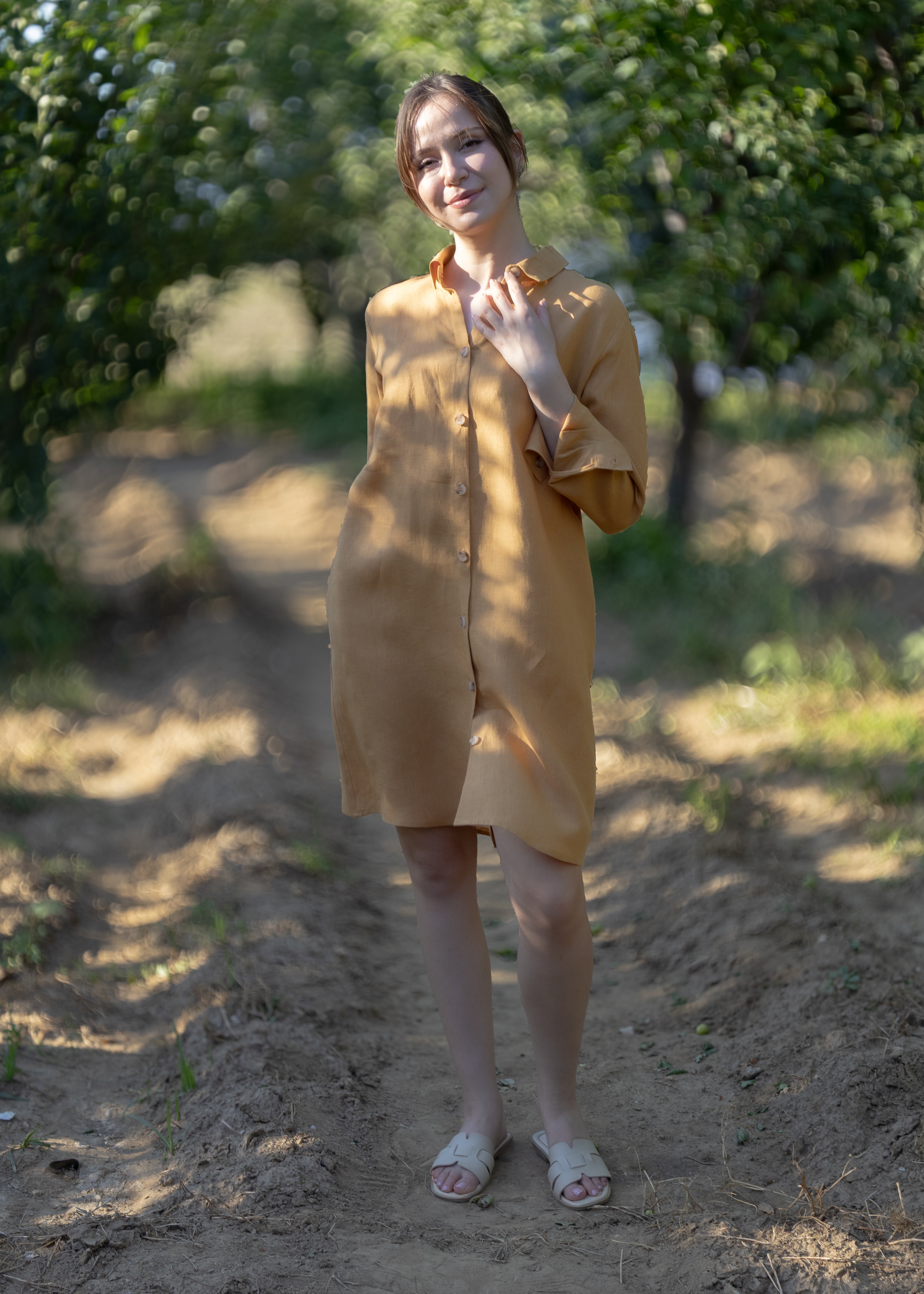 HAZEL KETEN ELBISE