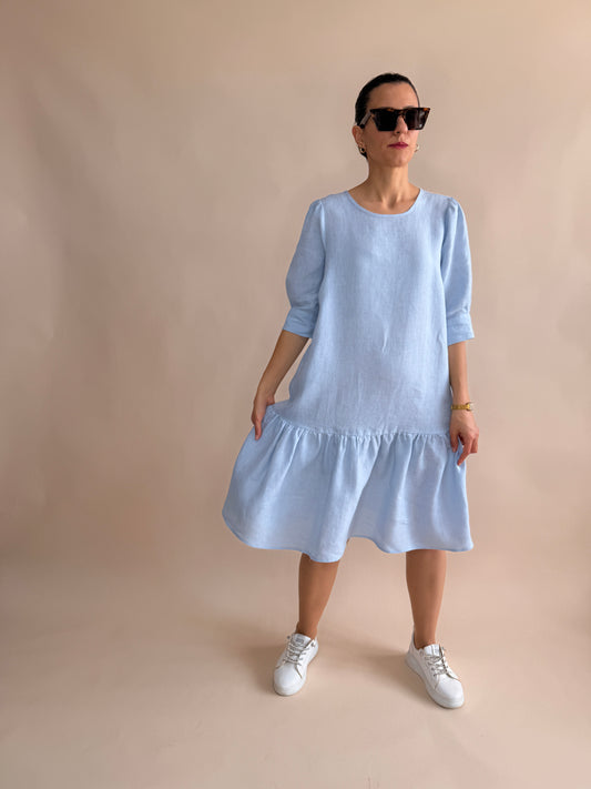 LINEN DRESS WITH SHIRT SLEEVES