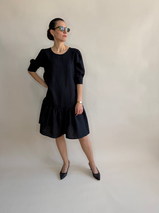 LINEN DRESS WITH SHIRT SLEEVES