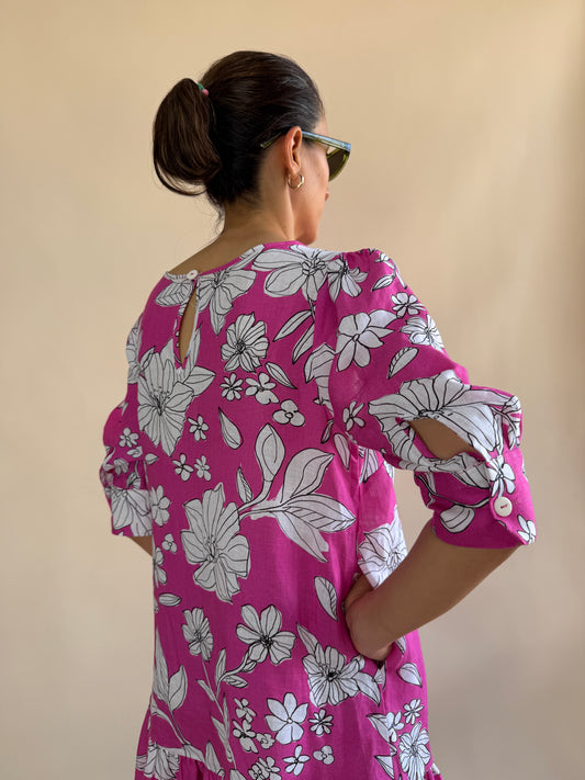 LINEN DRESS WITH SHIRT SLEEVES