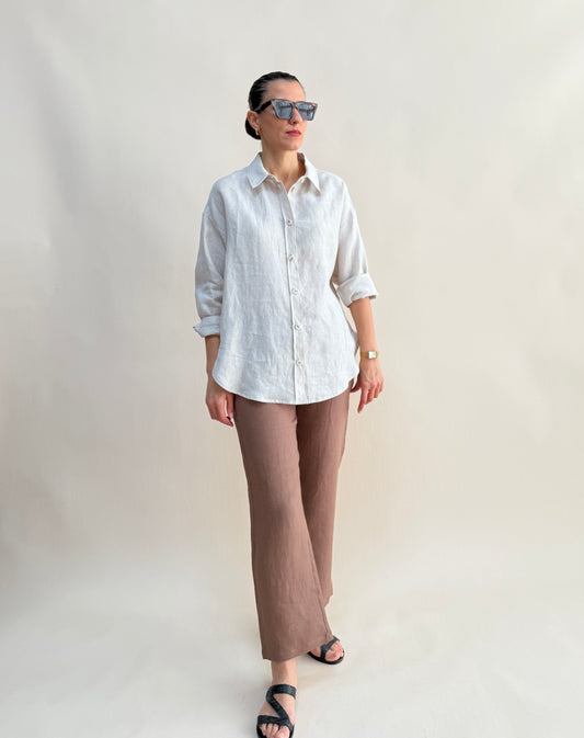 STRAIGHT LEG LINEN TROUSERS