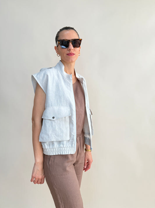 LINEN CARGO VEST