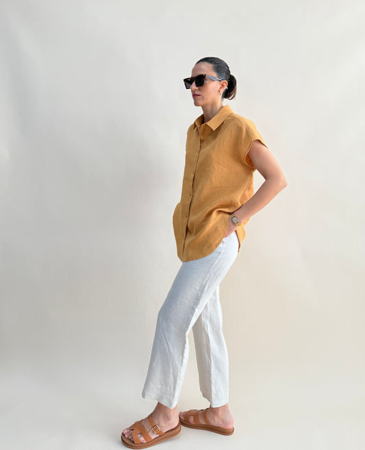 STRAIGHT LEG LINEN TROUSERS