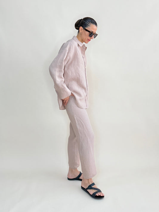 STRAIGHT LEG LINEN TROUSERS