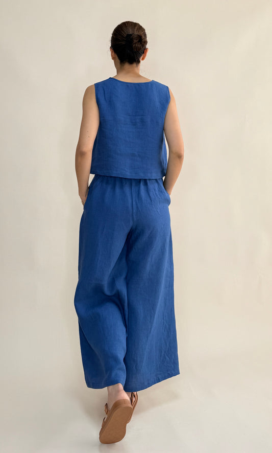 LINEN WIDE LEG TROUSERS