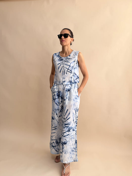 LINEN WIDE LEG TROUSERS