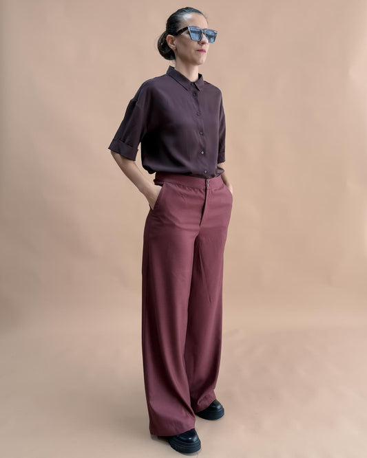 SAF MERİNO YÜN PALAZZO PANTOLON