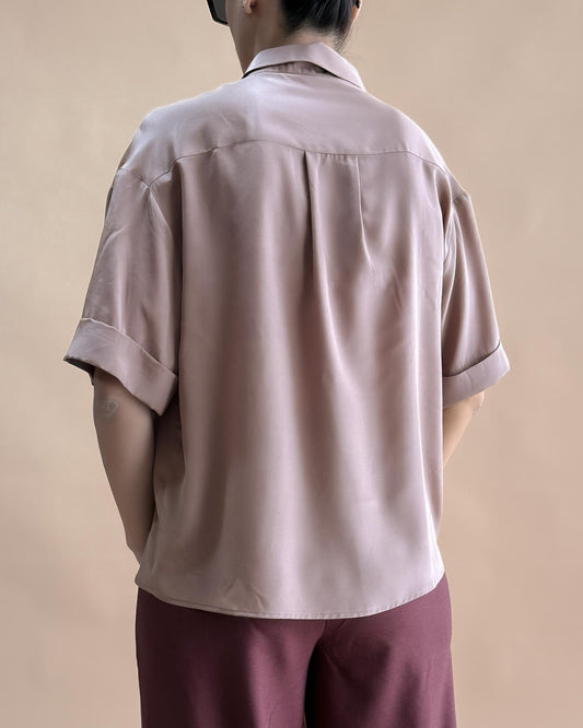SAF İPEK KISA KOLLU GÖMLEK