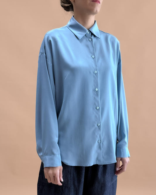 SAF İPEK OVERSIZE GÖMLEK