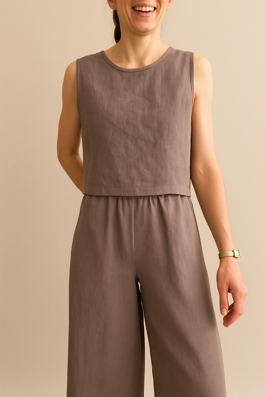 KOLSUZ KETEN CROP TOP