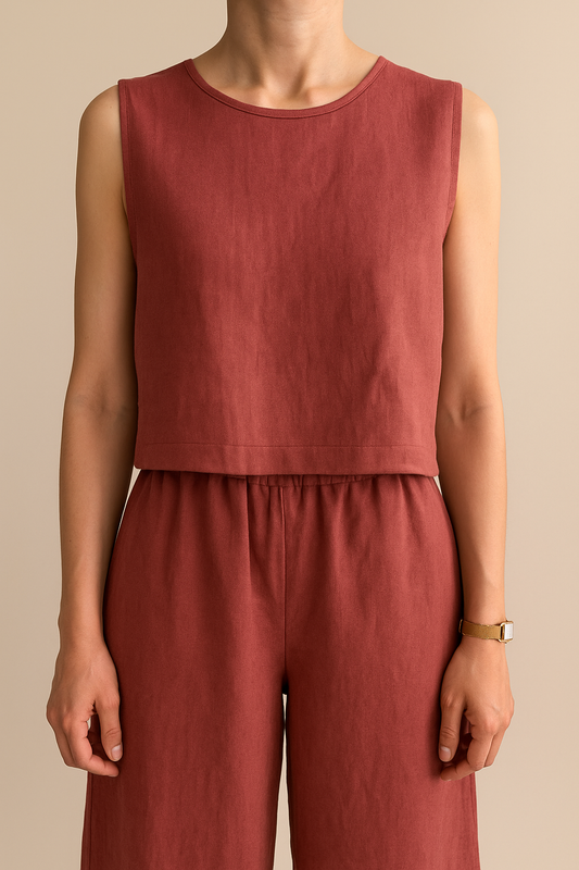 KOLSUZ KETEN CROP TOP