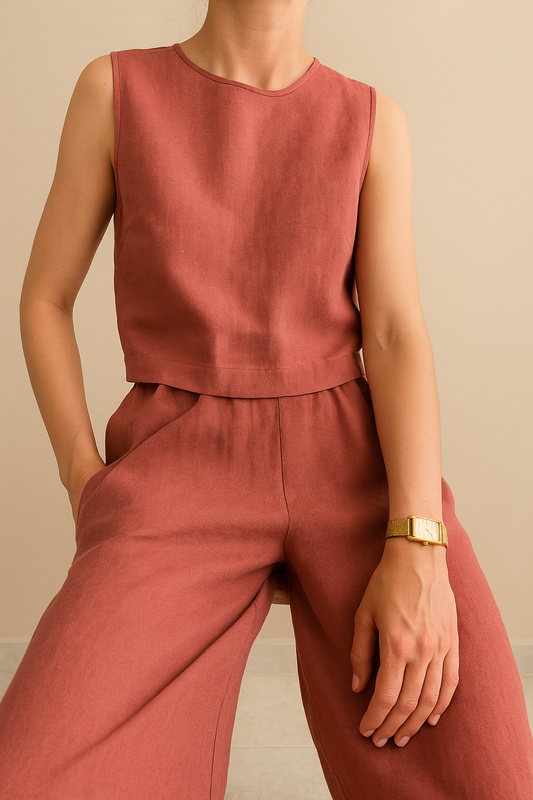 KOLSUZ KETEN CROP TOP