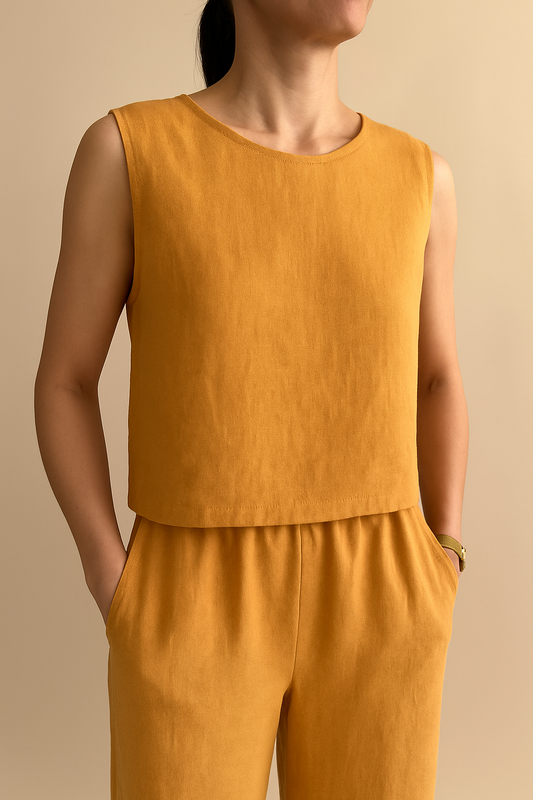 KOLSUZ KETEN CROP TOP