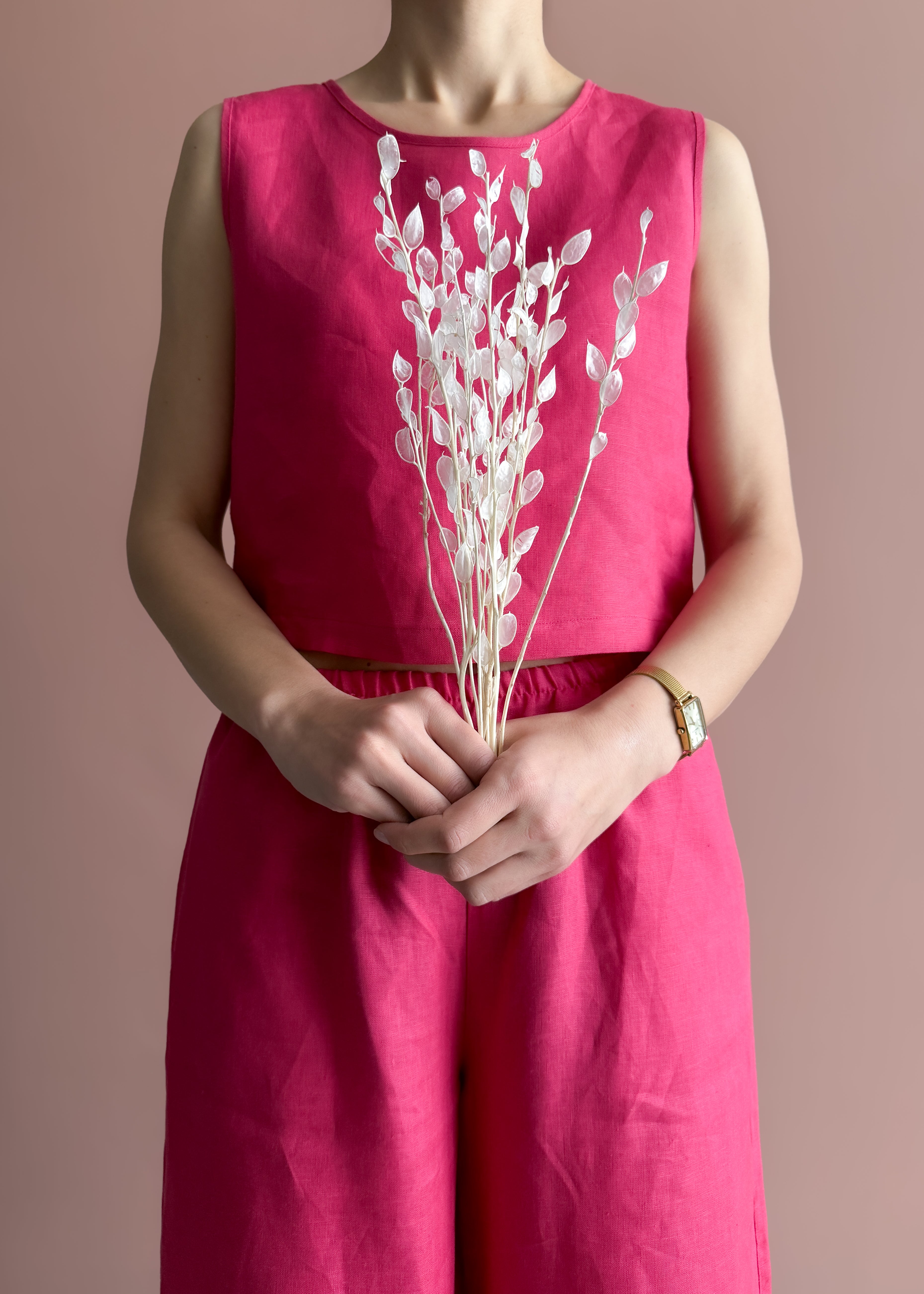 KOLSUZ KETEN CROP TOP