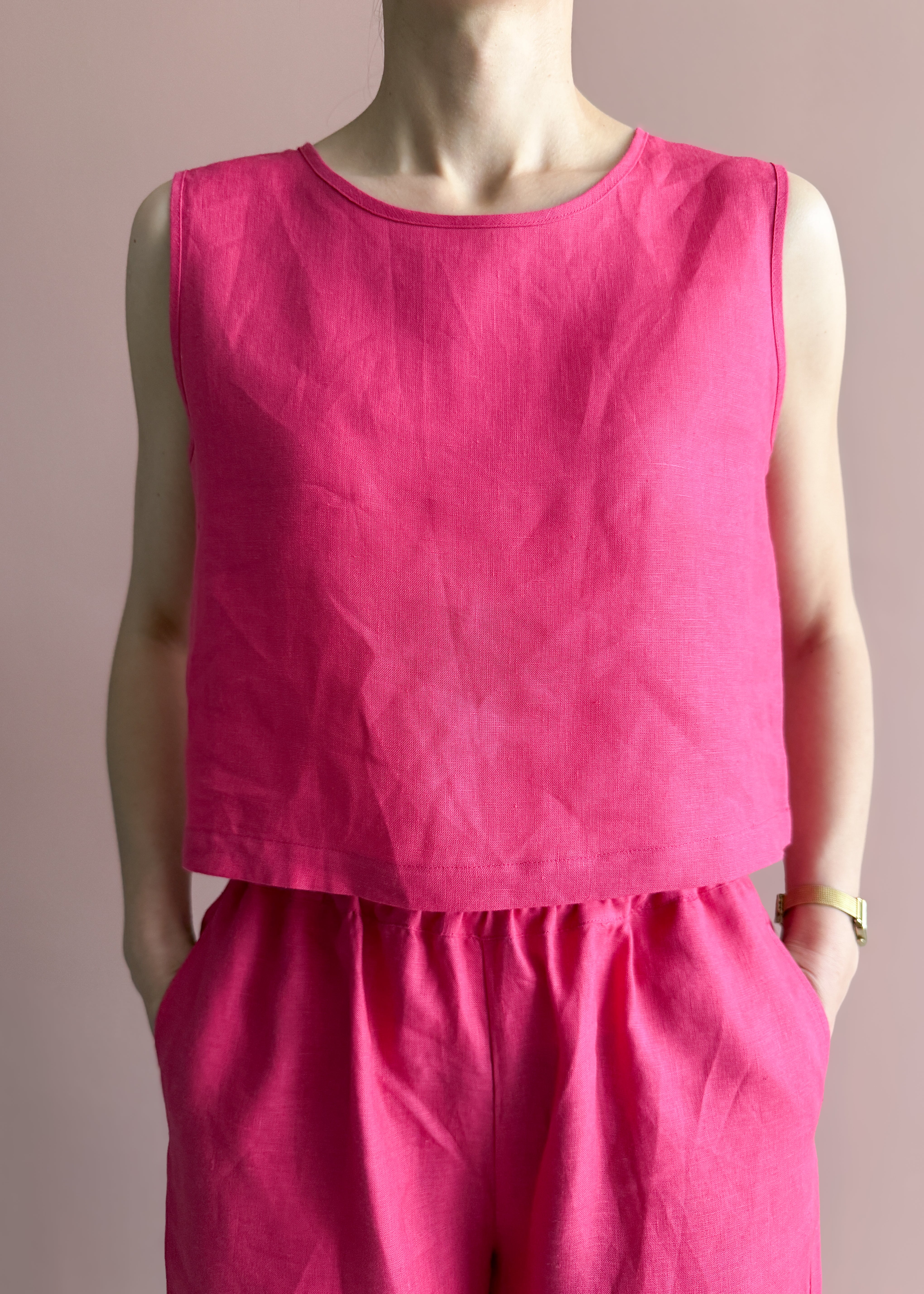 KOLSUZ KETEN CROP TOP