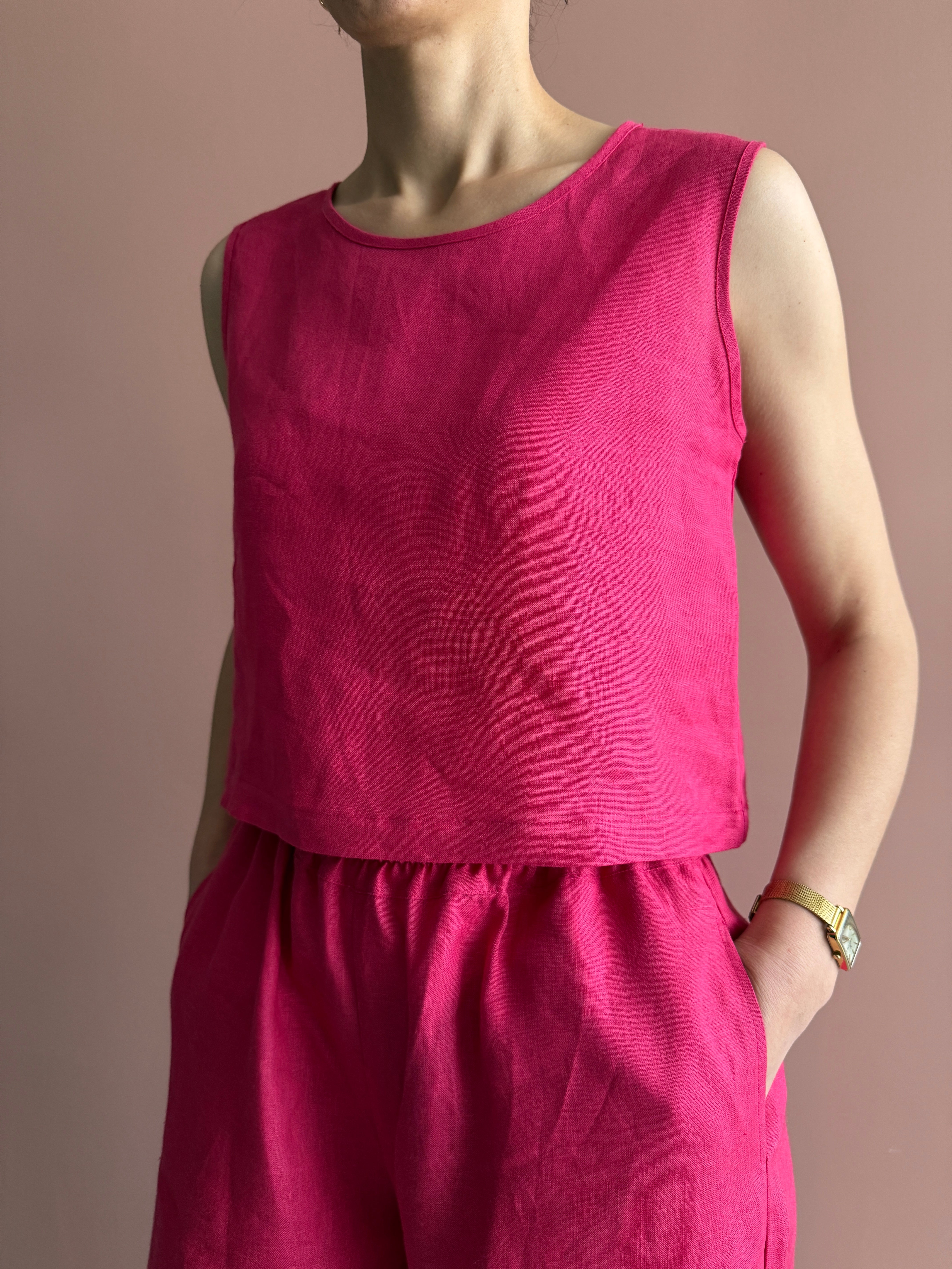 KOLSUZ KETEN CROP TOP