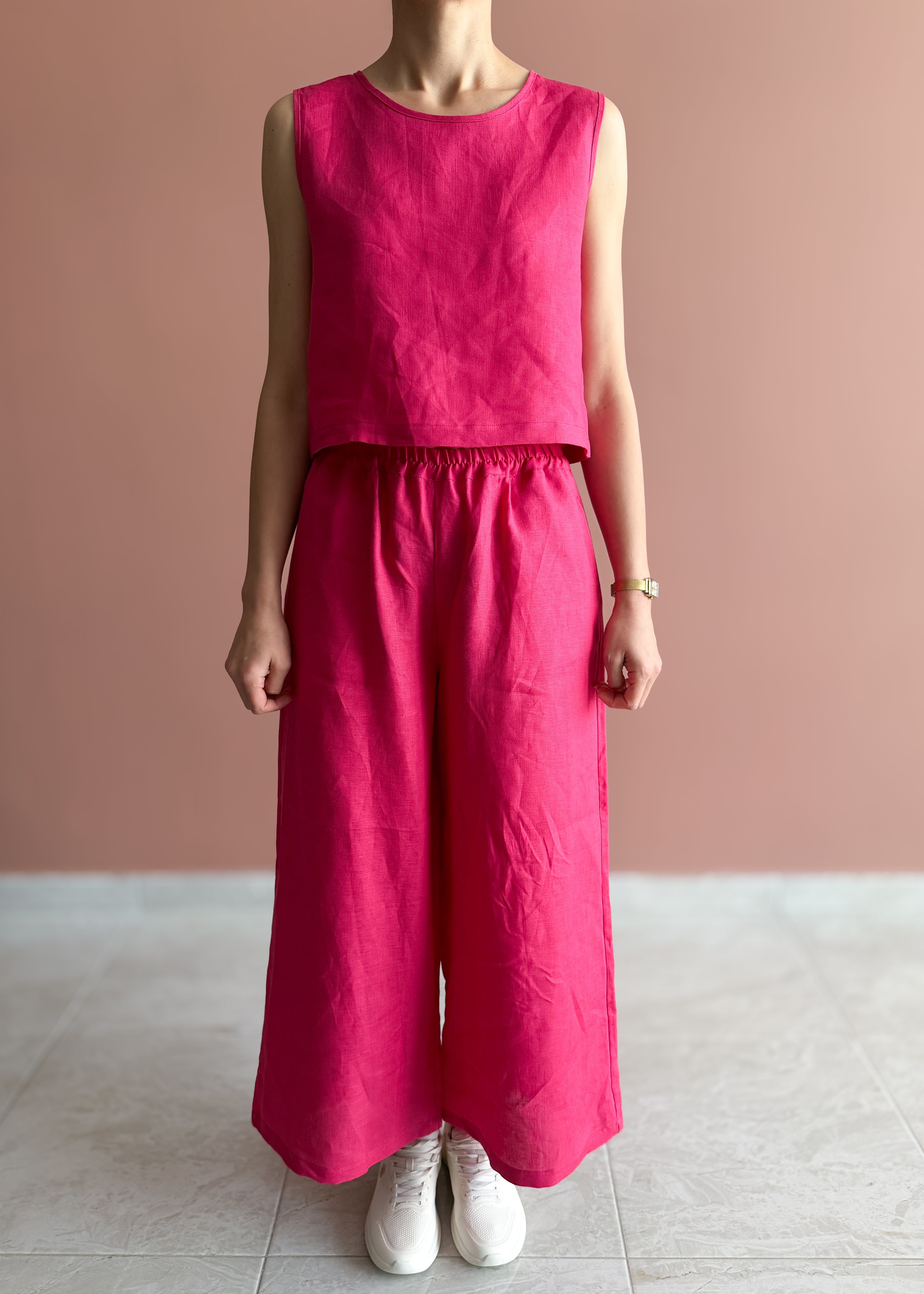 KOLSUZ KETEN CROP TOP