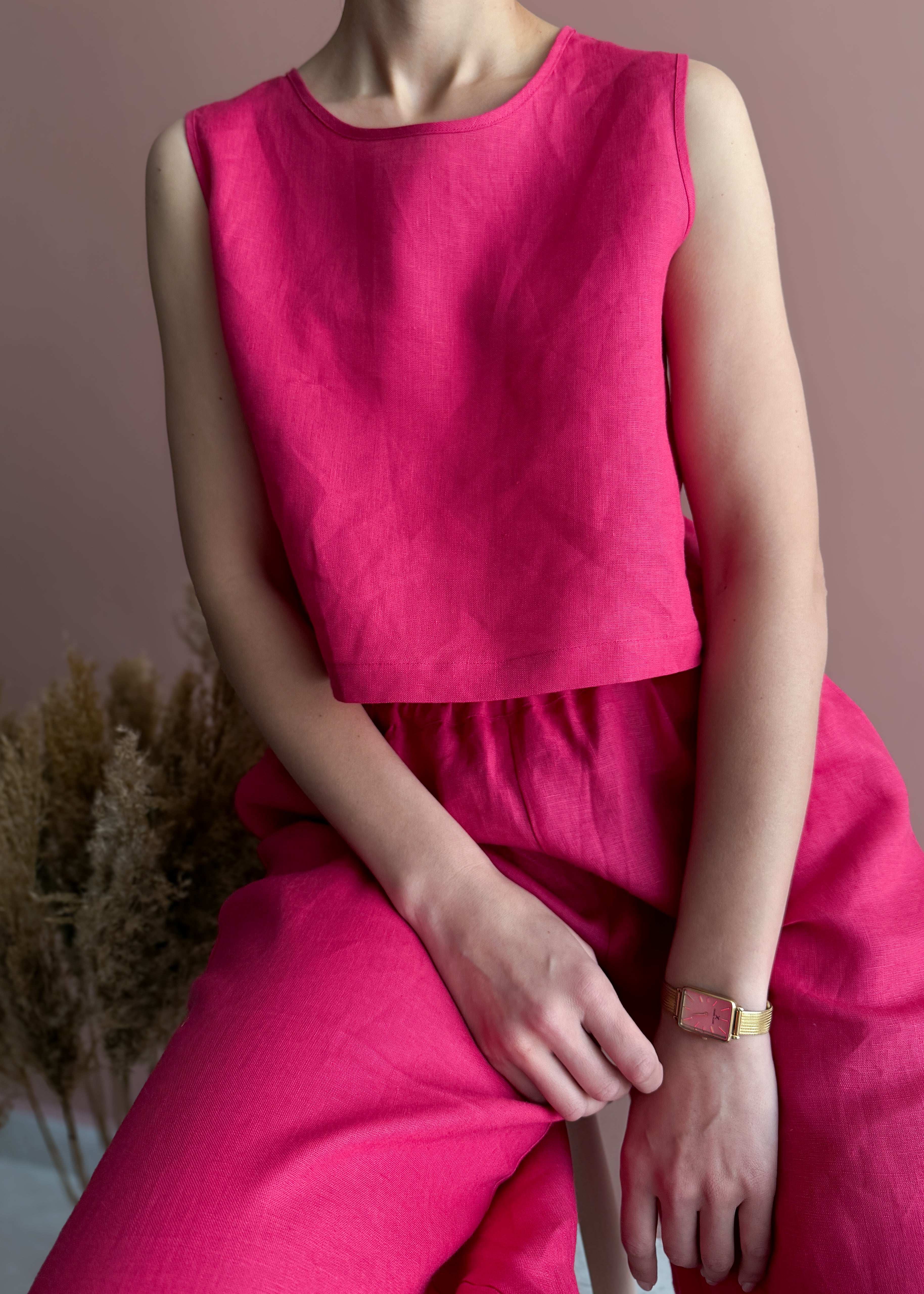 KOLSUZ KETEN CROP TOP