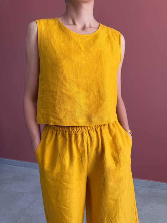KOLSUZ KETEN CROP TOP