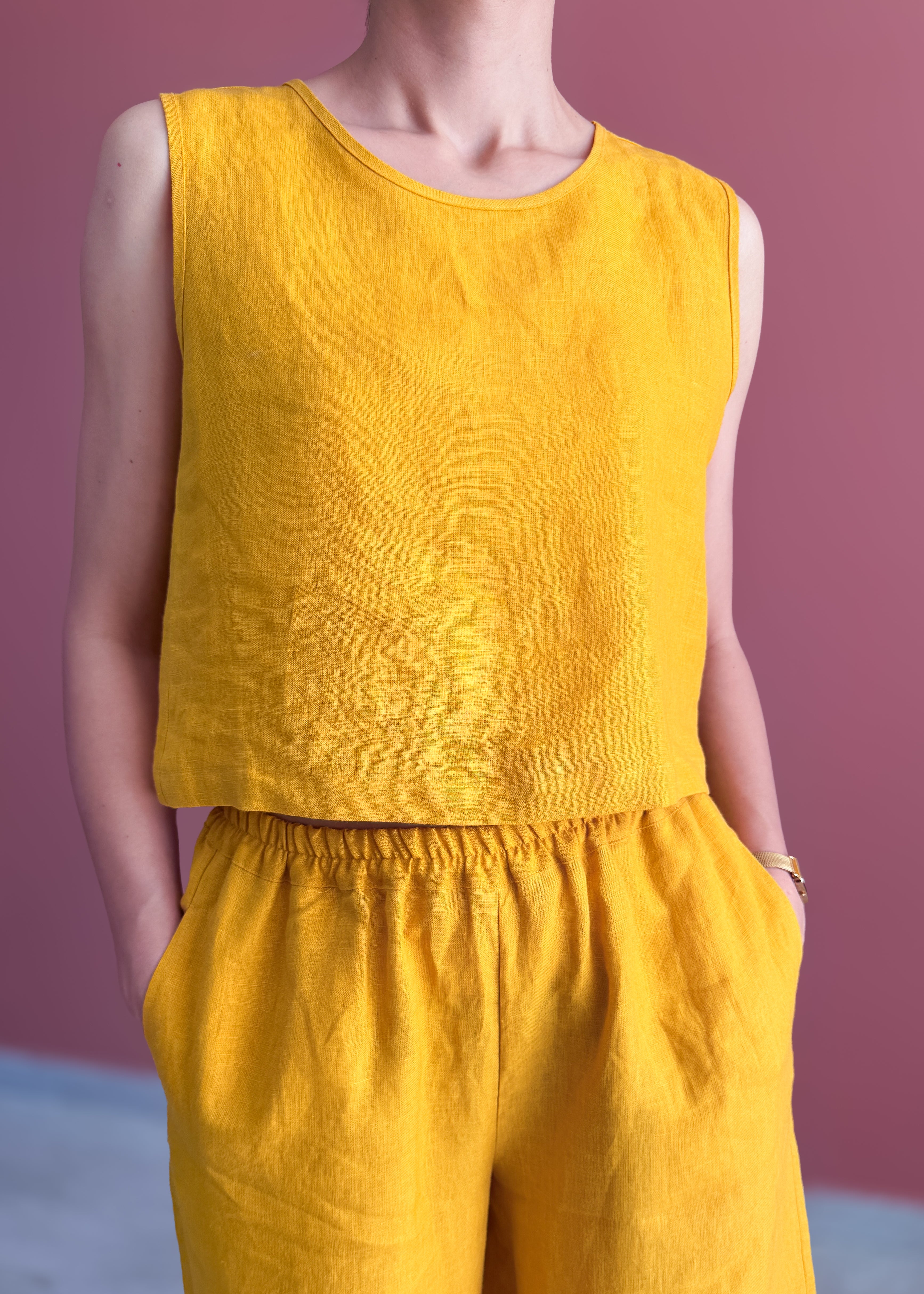 KOLSUZ KETEN CROP TOP