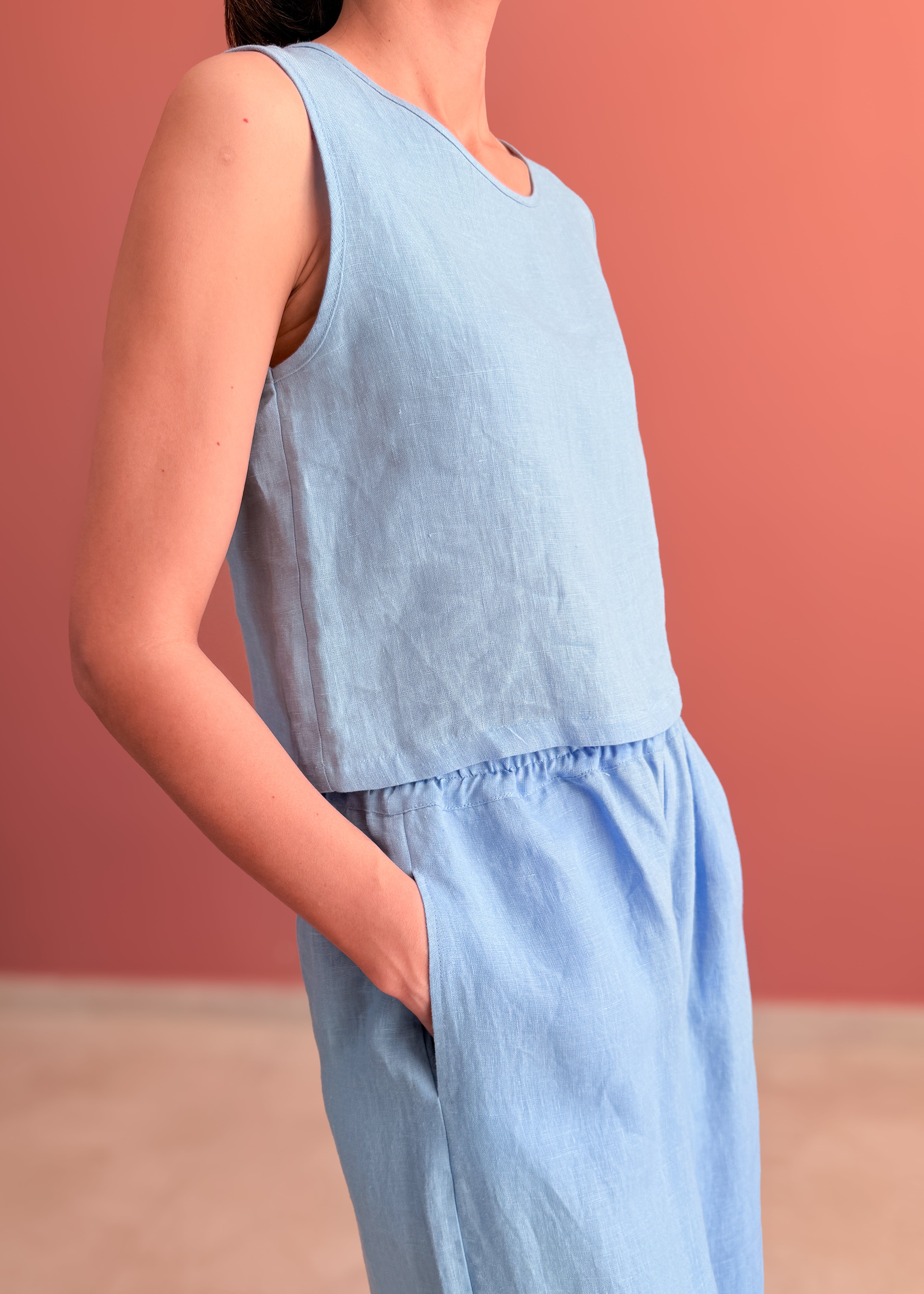 KOLSUZ KETEN CROP TOP
