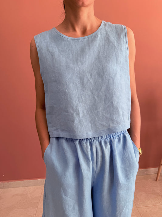KOLSUZ KETEN CROP TOP