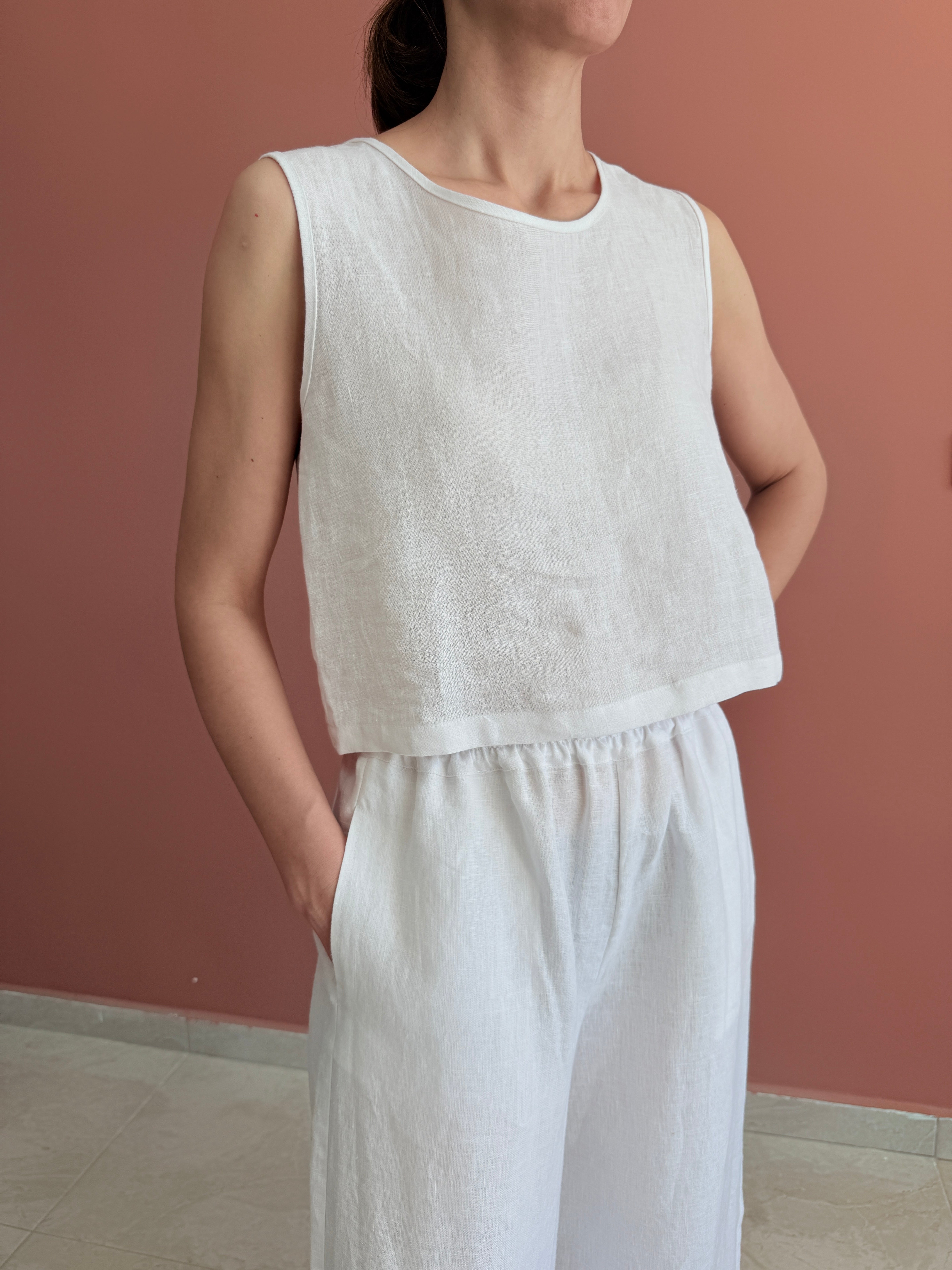 KOLSUZ KETEN CROP TOP
