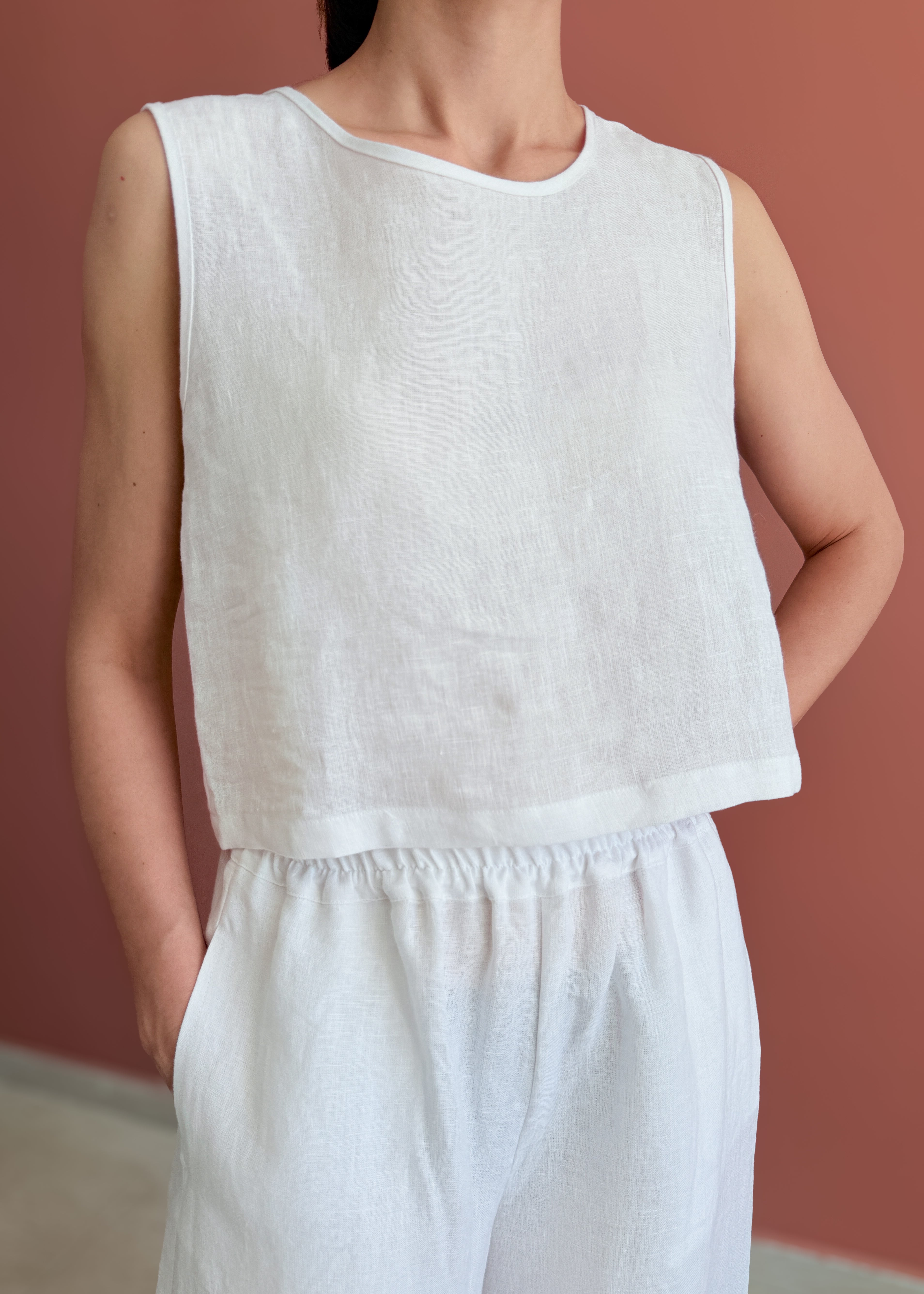 KOLSUZ KETEN CROP TOP