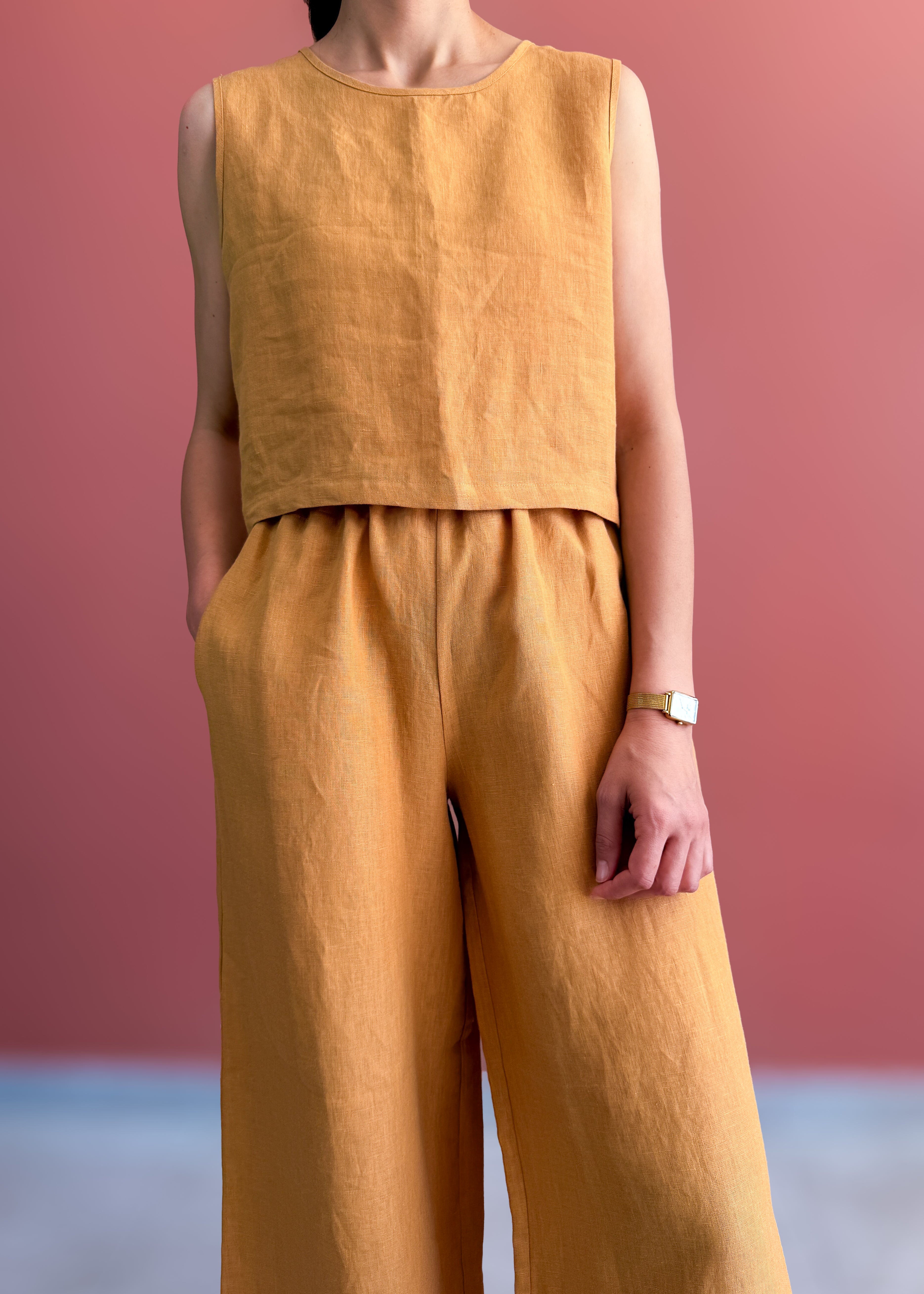 KOLSUZ KETEN CROP TOP