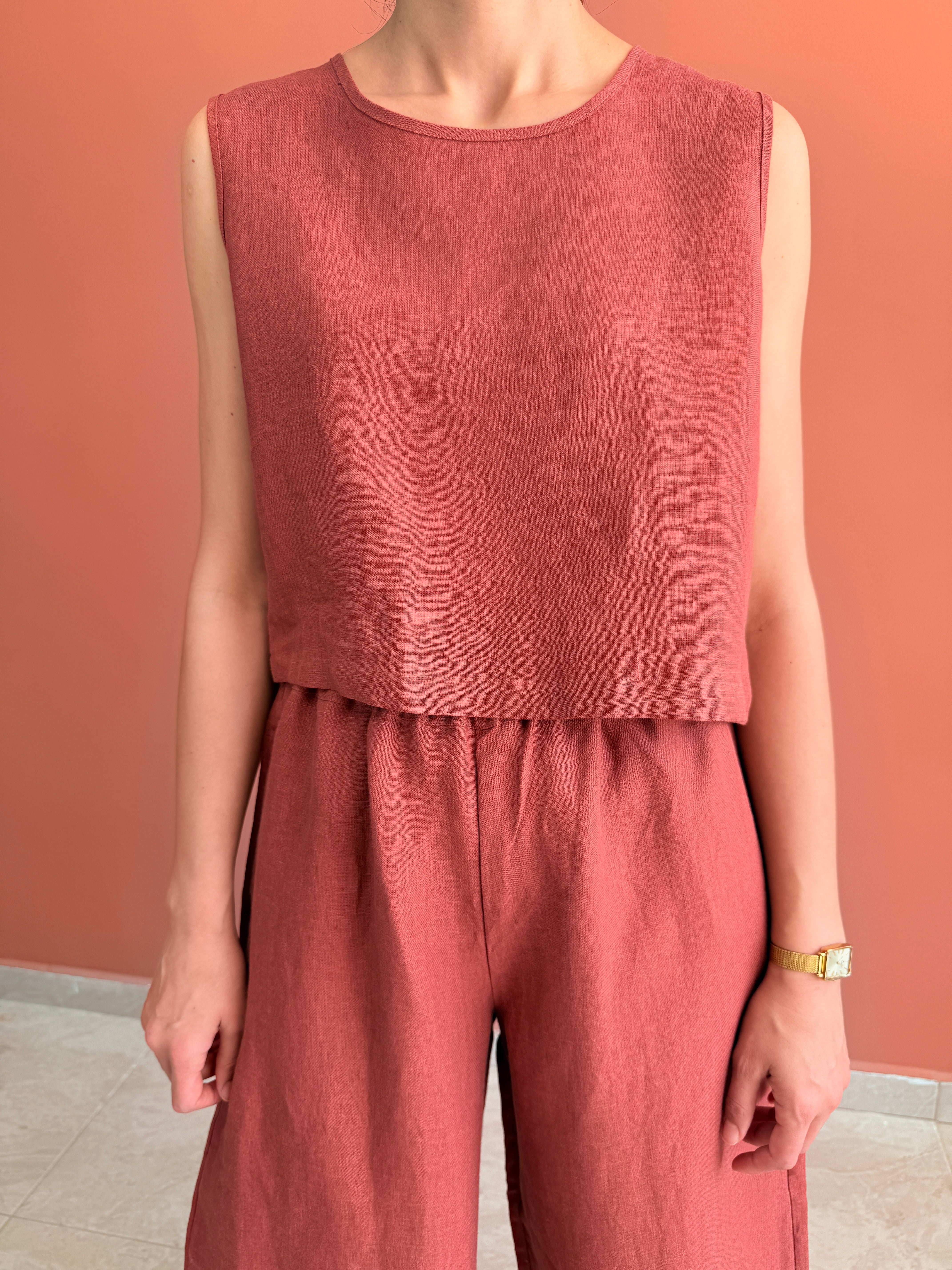 KOLSUZ KETEN CROP TOP