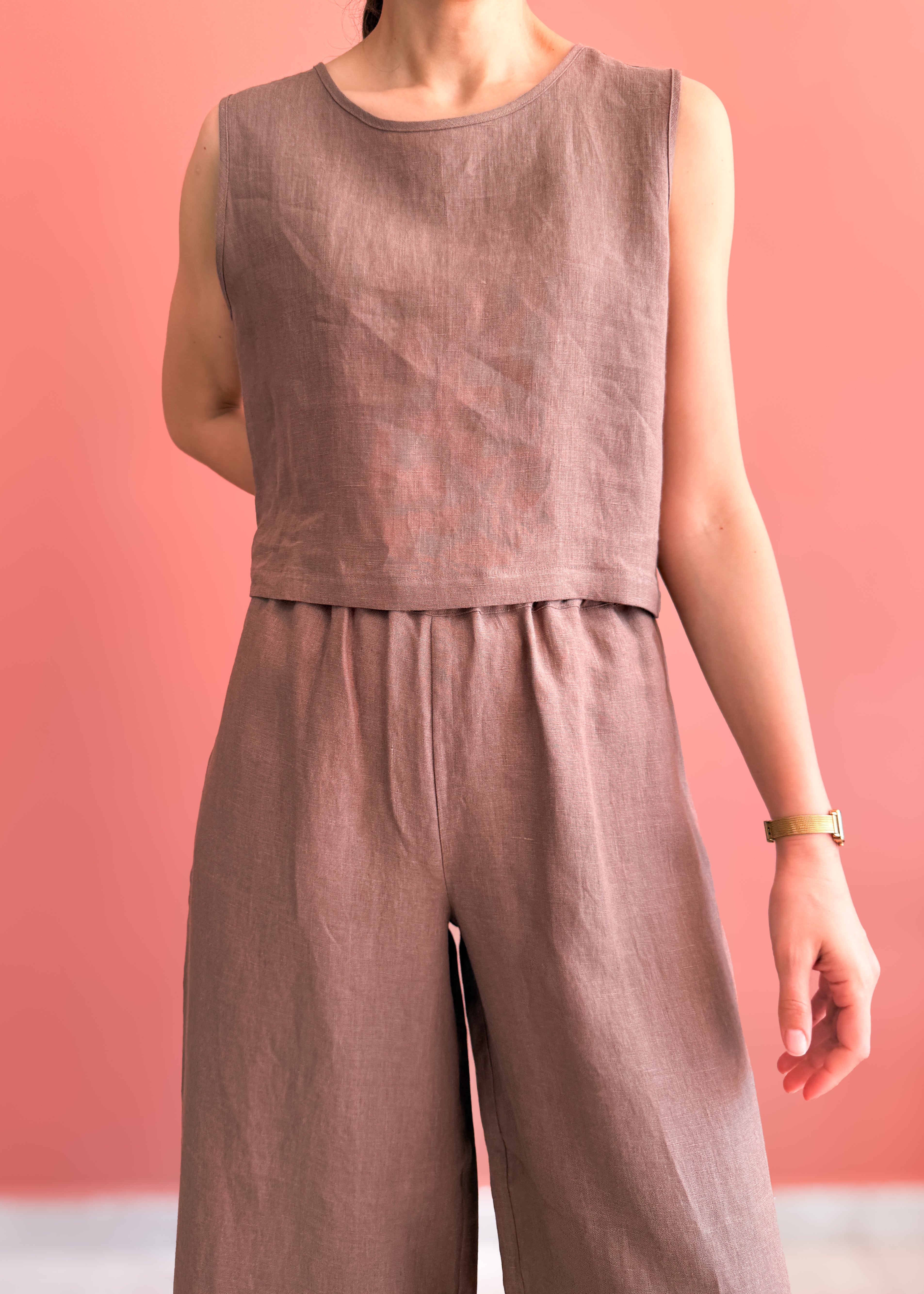 KOLSUZ KETEN CROP TOP