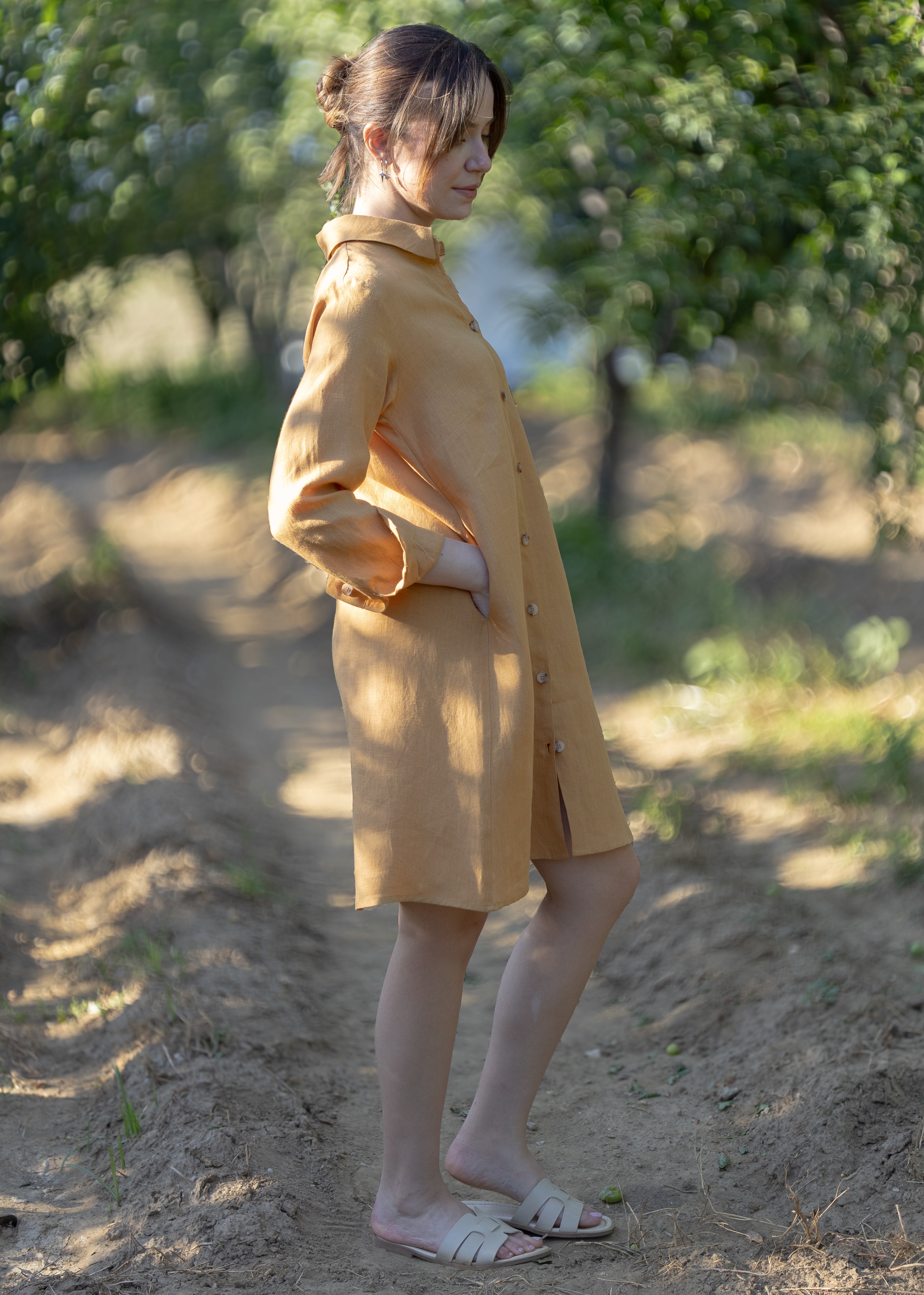 HAZEL KETEN ELBISE