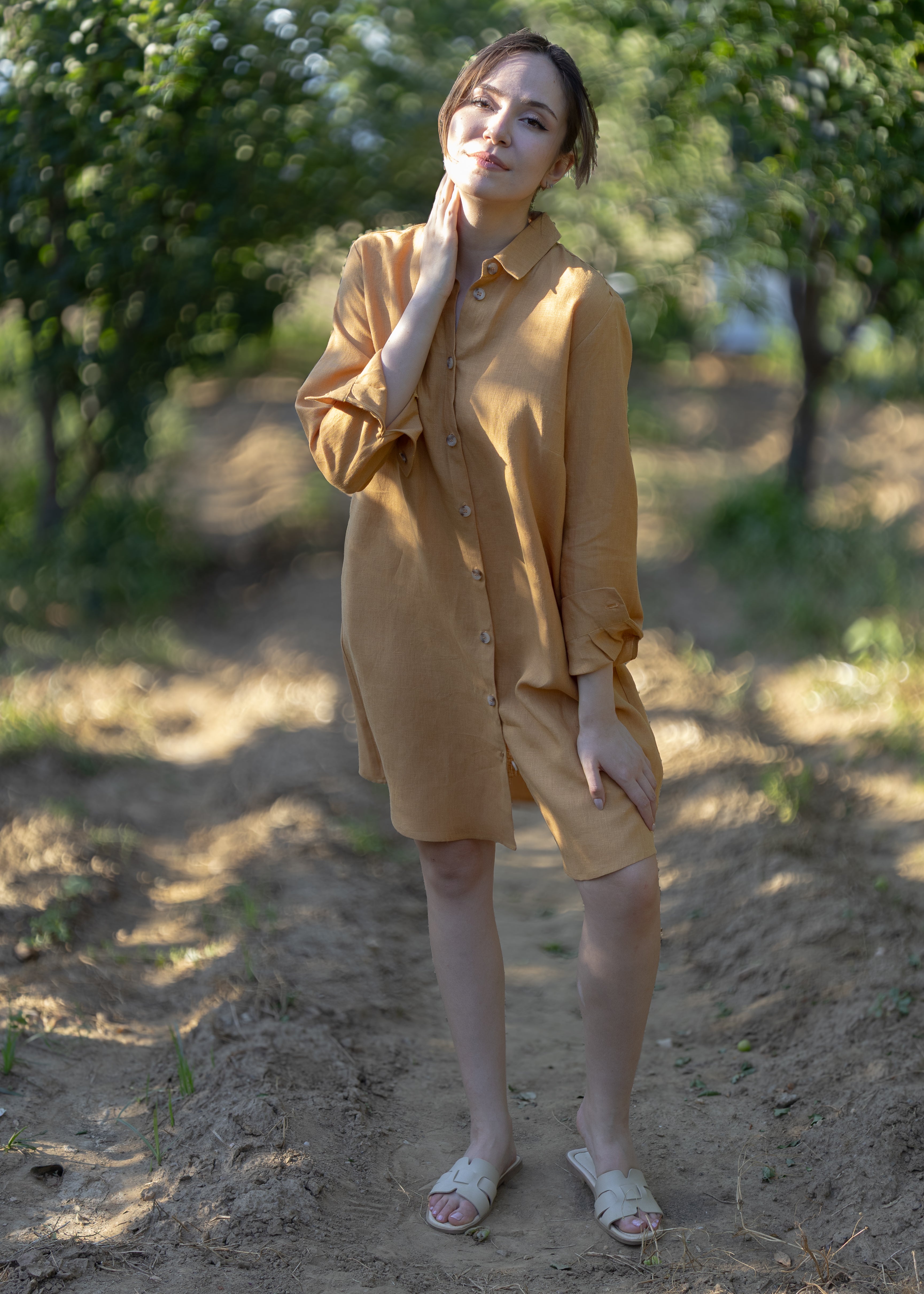 HAZEL KETEN ELBISE