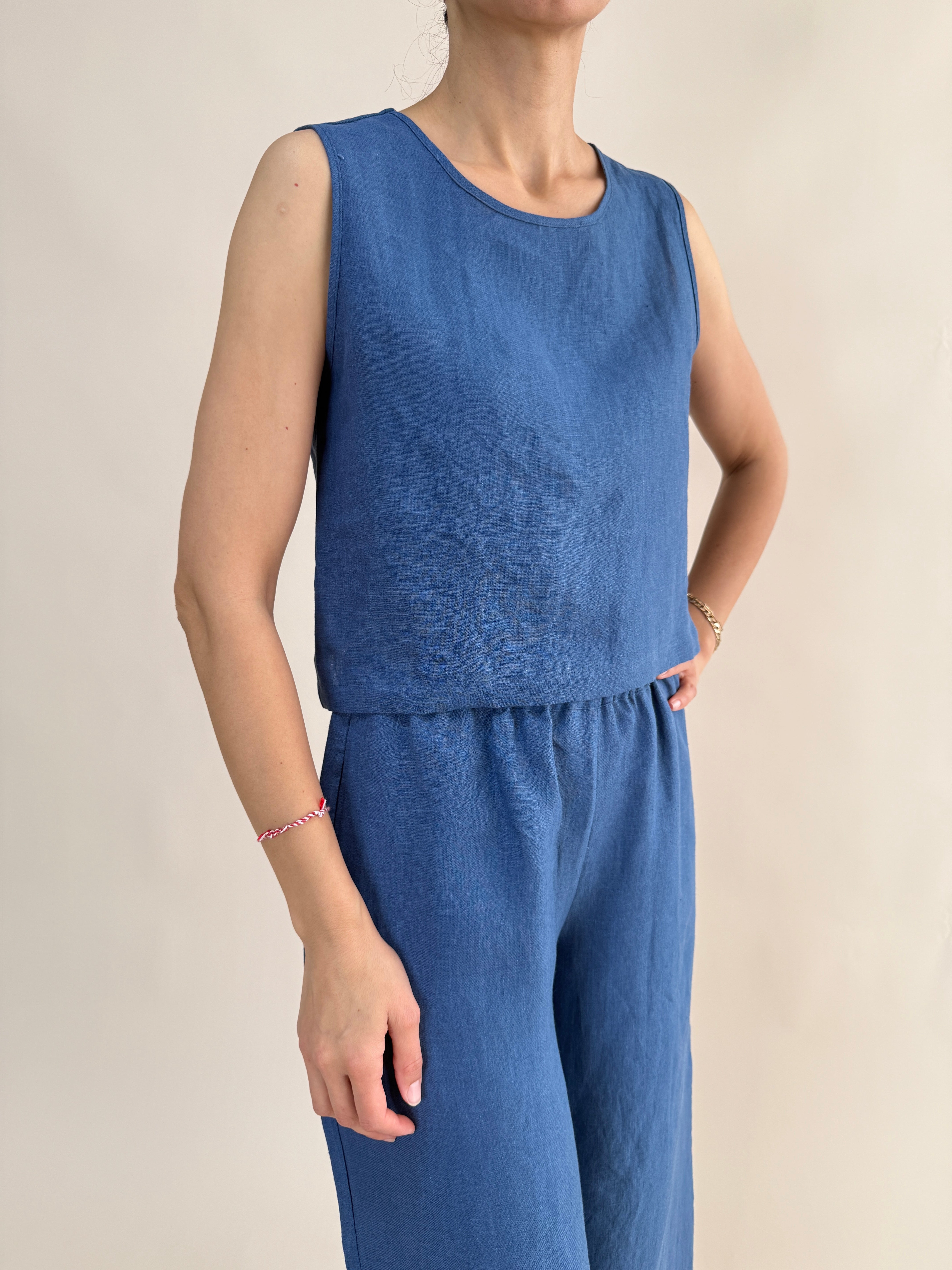KOLSUZ KETEN CROP TOP