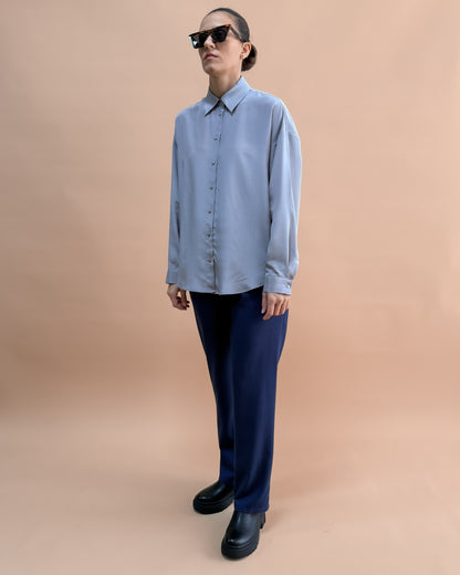 SAF İPEK OVERSIZE GÖMLEK