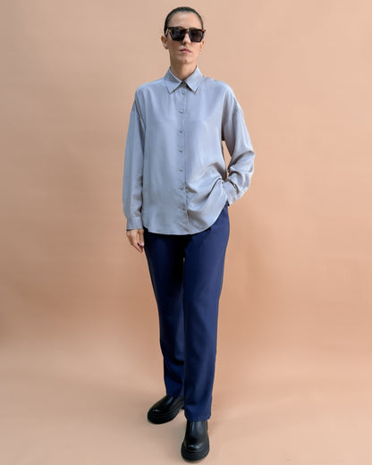 SAF İPEK OVERSIZE GÖMLEK