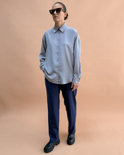 SAF İPEK OVERSIZE GÖMLEK