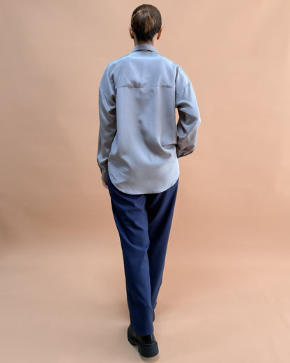 SAF İPEK OVERSIZE GÖMLEK