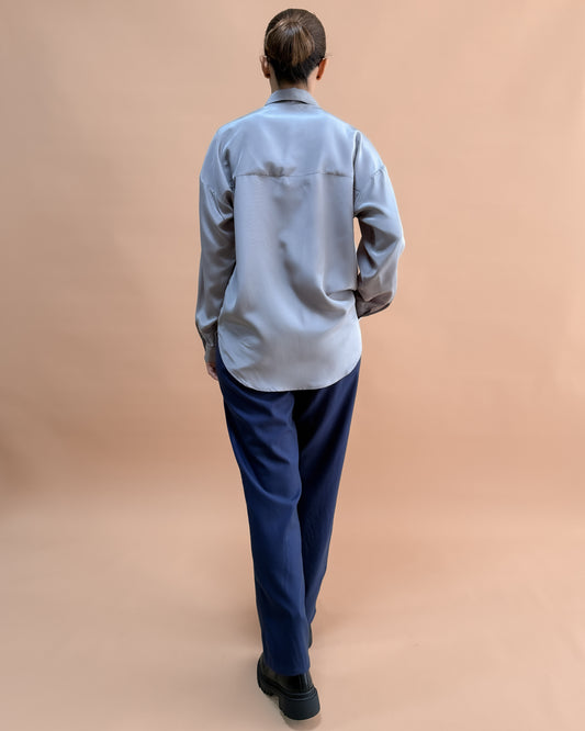 SAF İPEK OVERSIZE GÖMLEK