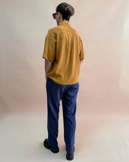 SAF İPEK KISA KOLLU GÖMLEK