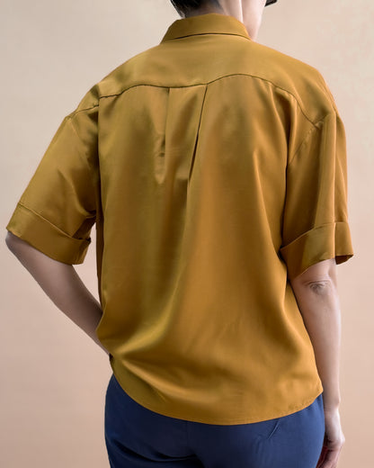 SAF İPEK KISA KOLLU GÖMLEK